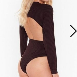 Backless Ribbed Bodysuit